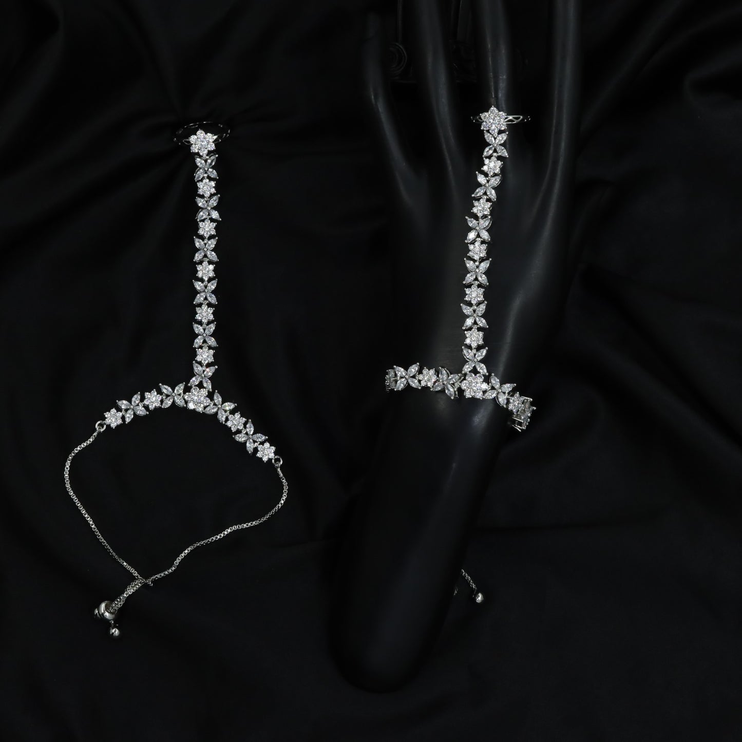 Marquise Vine Panja with Floral Cluster Connector Design