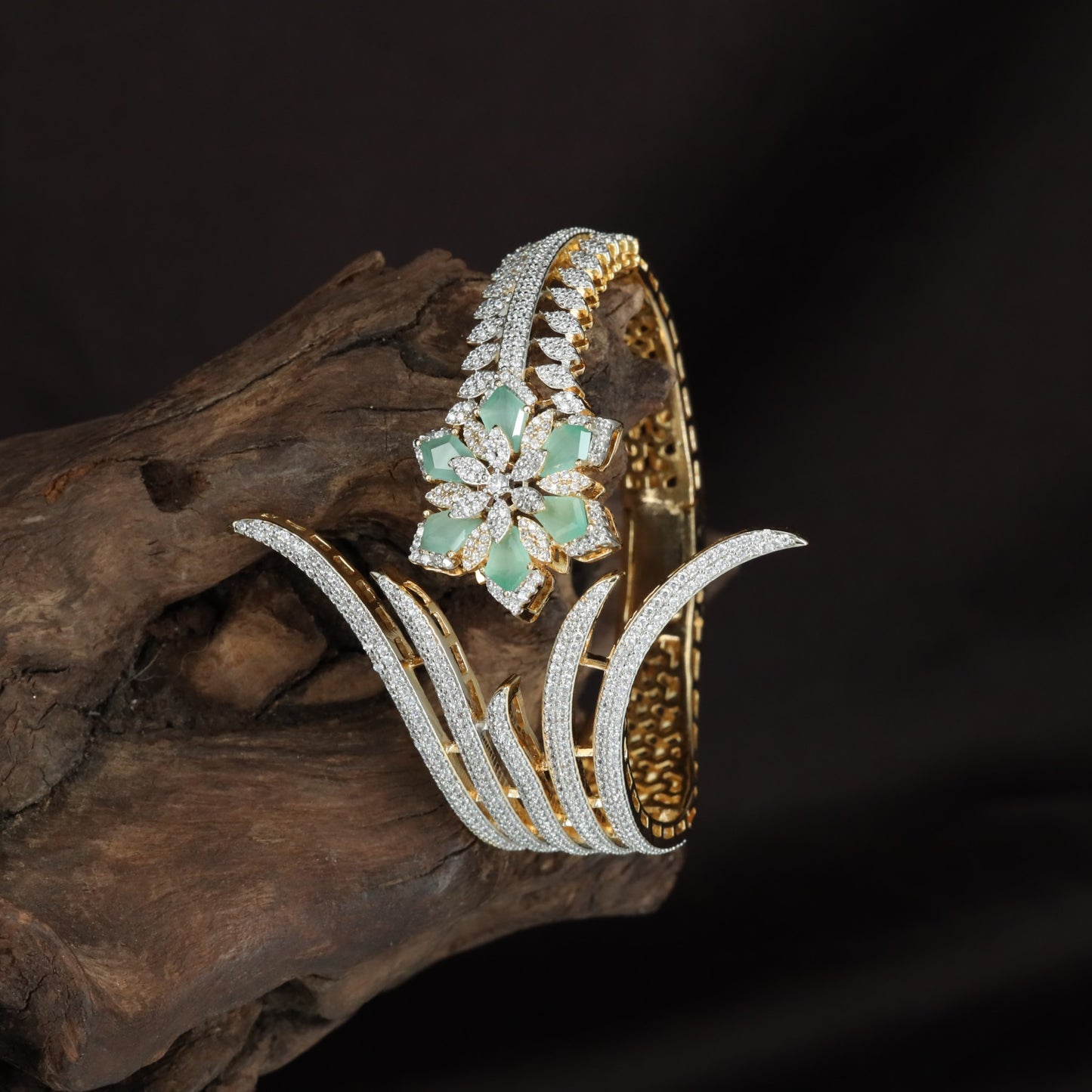 Fluted Blossom Kada with Floral Centre Detailing