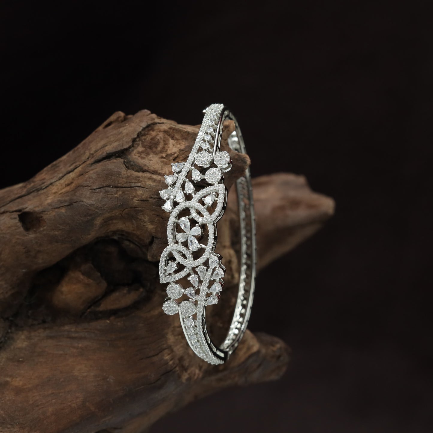 Floral and Foliage Openwork Kada with Vine Pattern Detailing