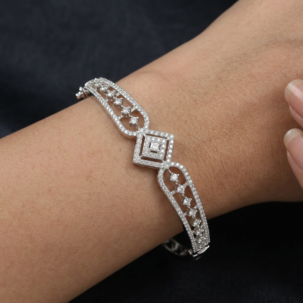 Botanical Vine Statement Kada with Diamond Shape Motif Design