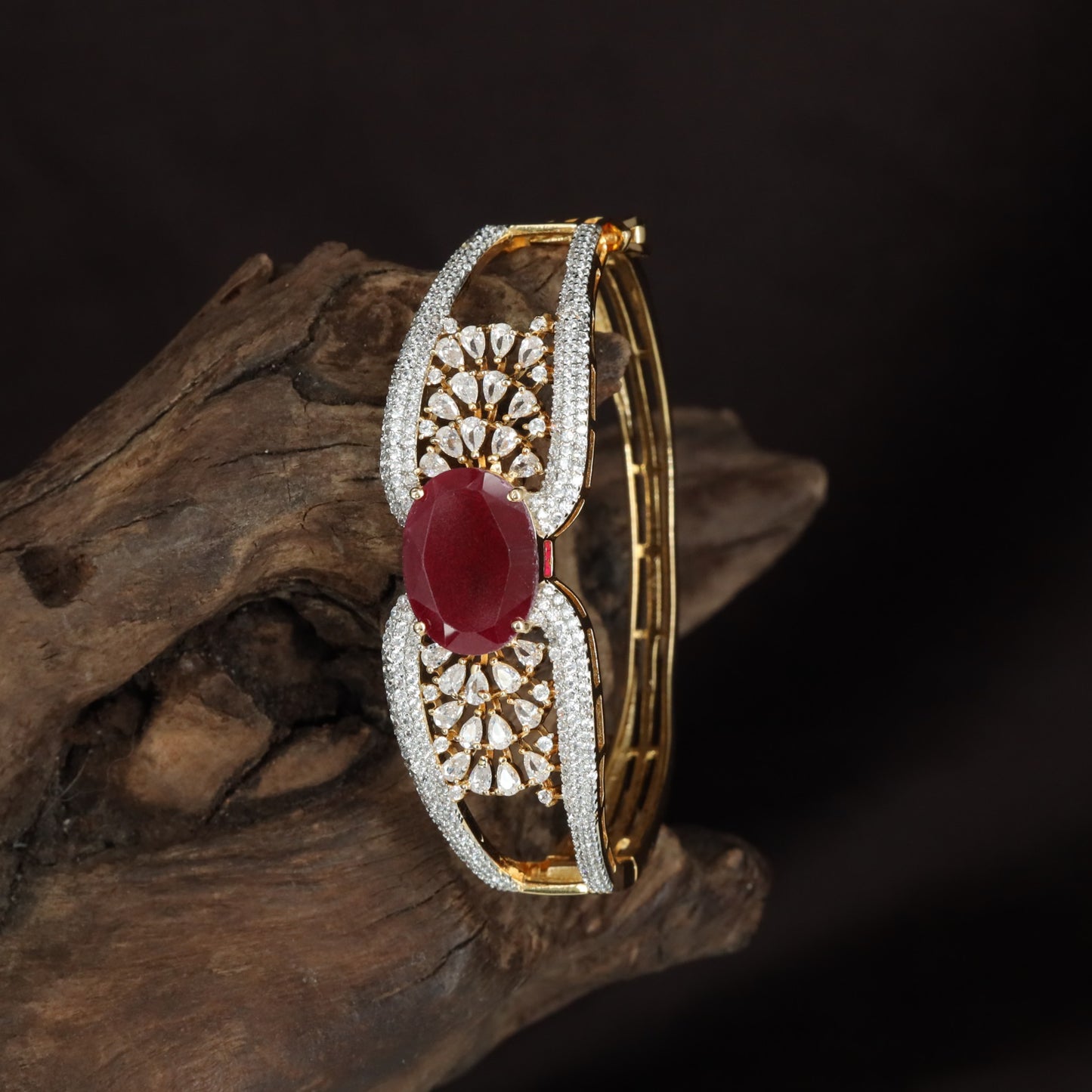 Bloom Kada with Structured Crystal Rows and Floral Panel Layout