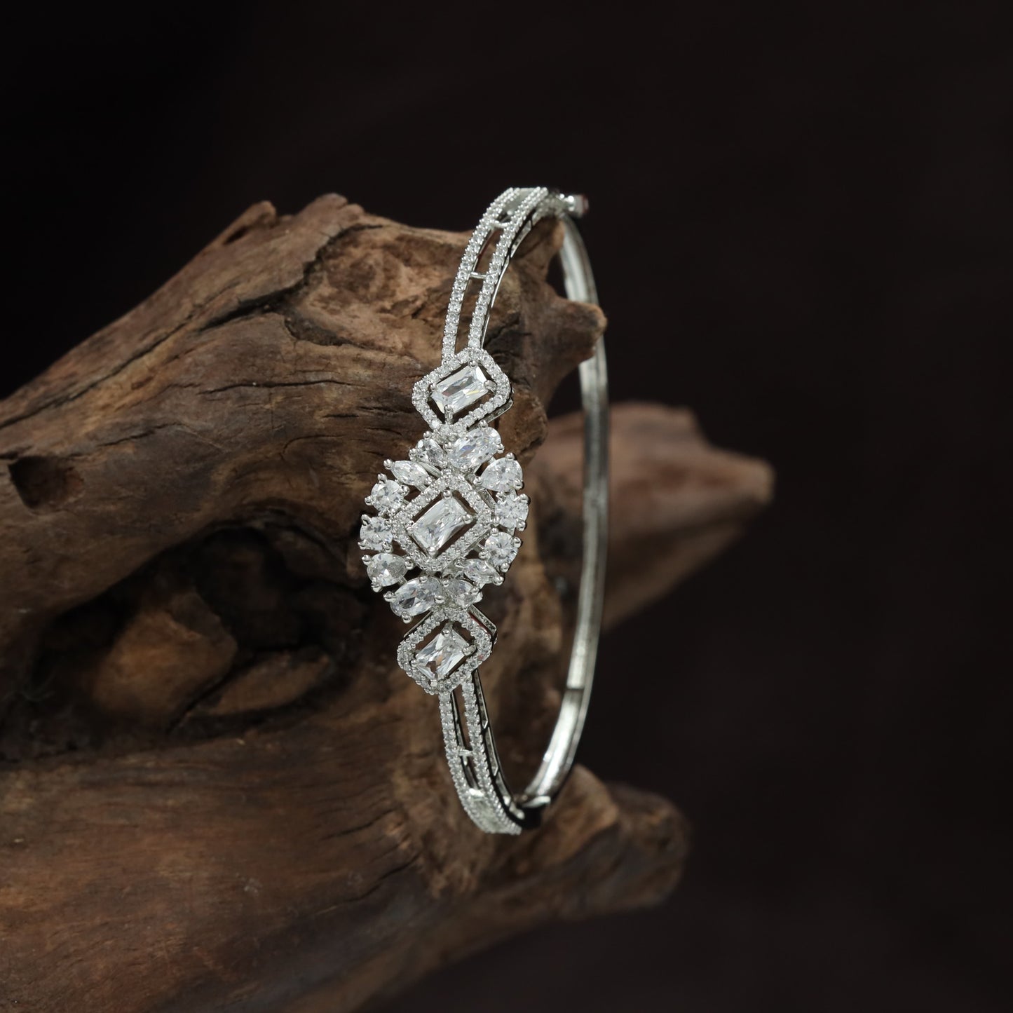 Geometric Floral Statement Kada with Layered Medallion Motif Design