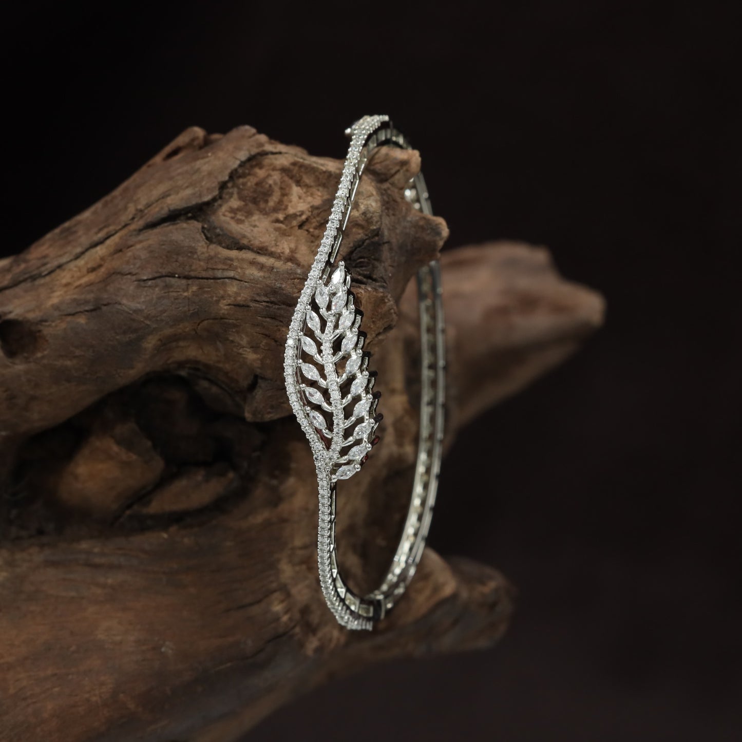 Elegant Leaf Vine Statement Kada with Nature Inspired Openwork Design
