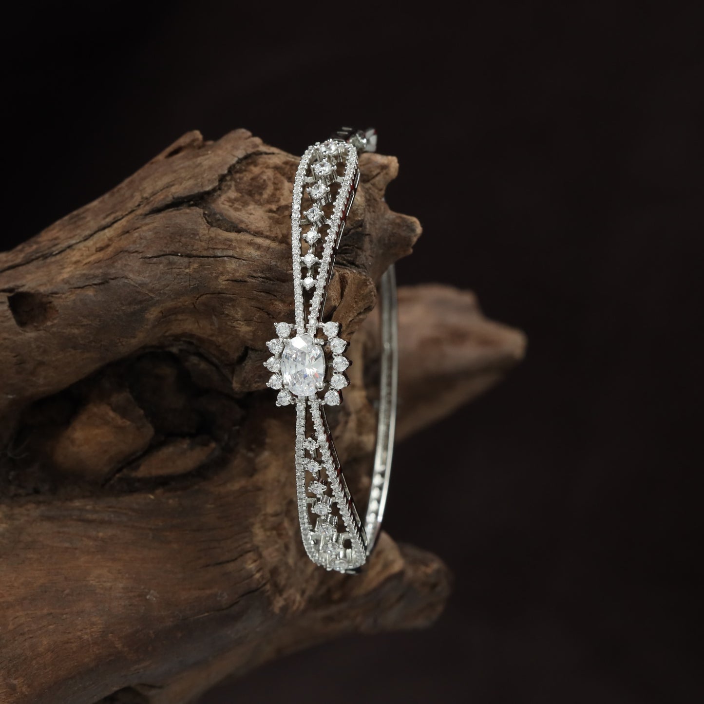 Luxury Flower Motif Kada with Decorative Vine Links