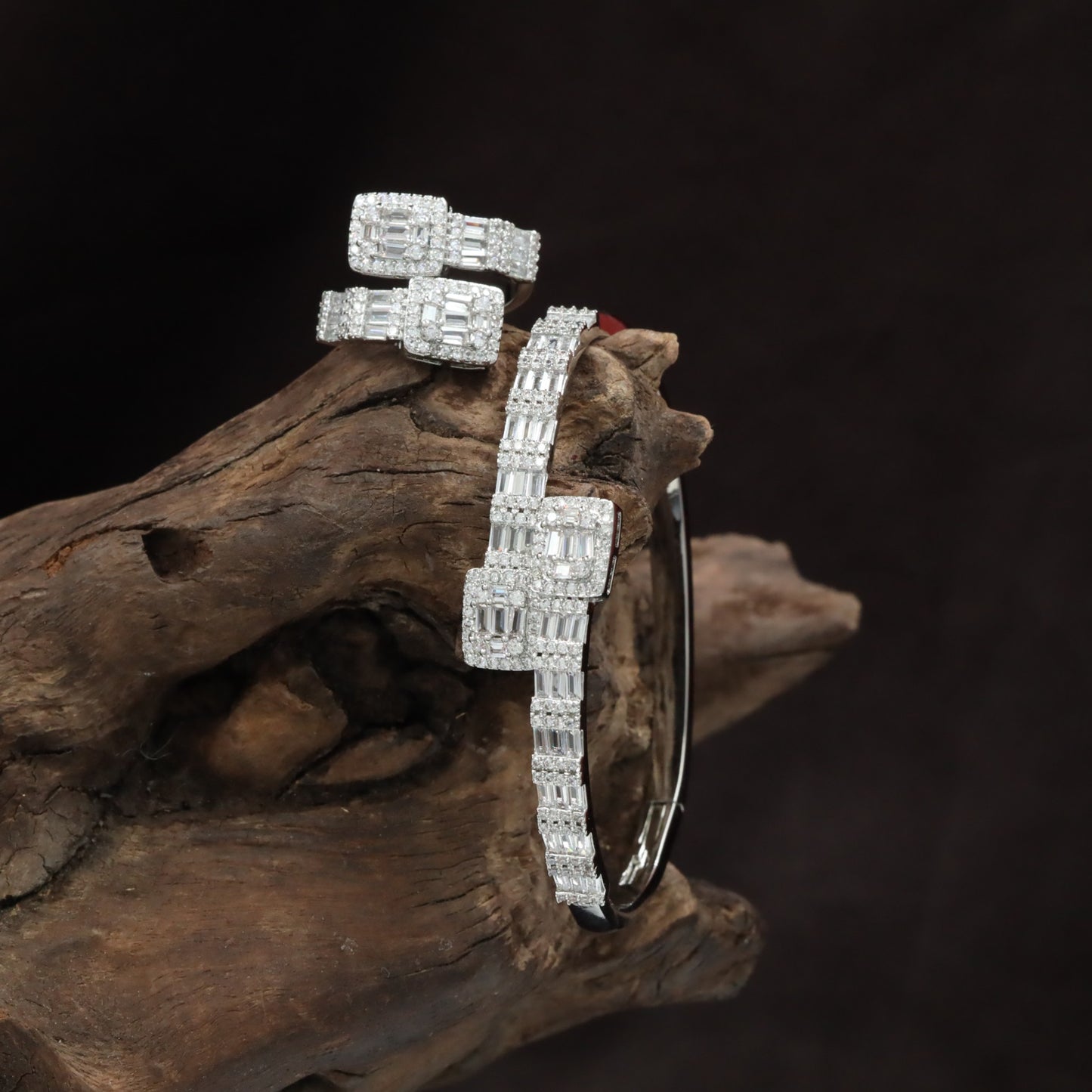 Square Connector Kada Set with Coordinated Finger Ring