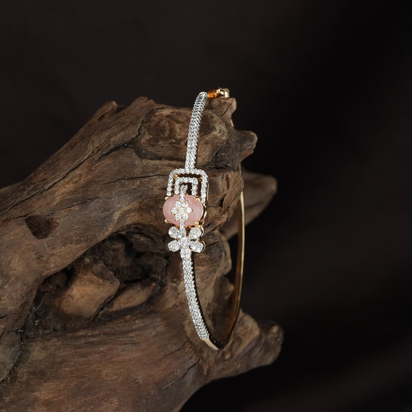 Deltawork Floral Kada with Sculpted Blossom Placement and Minimal Band Flow