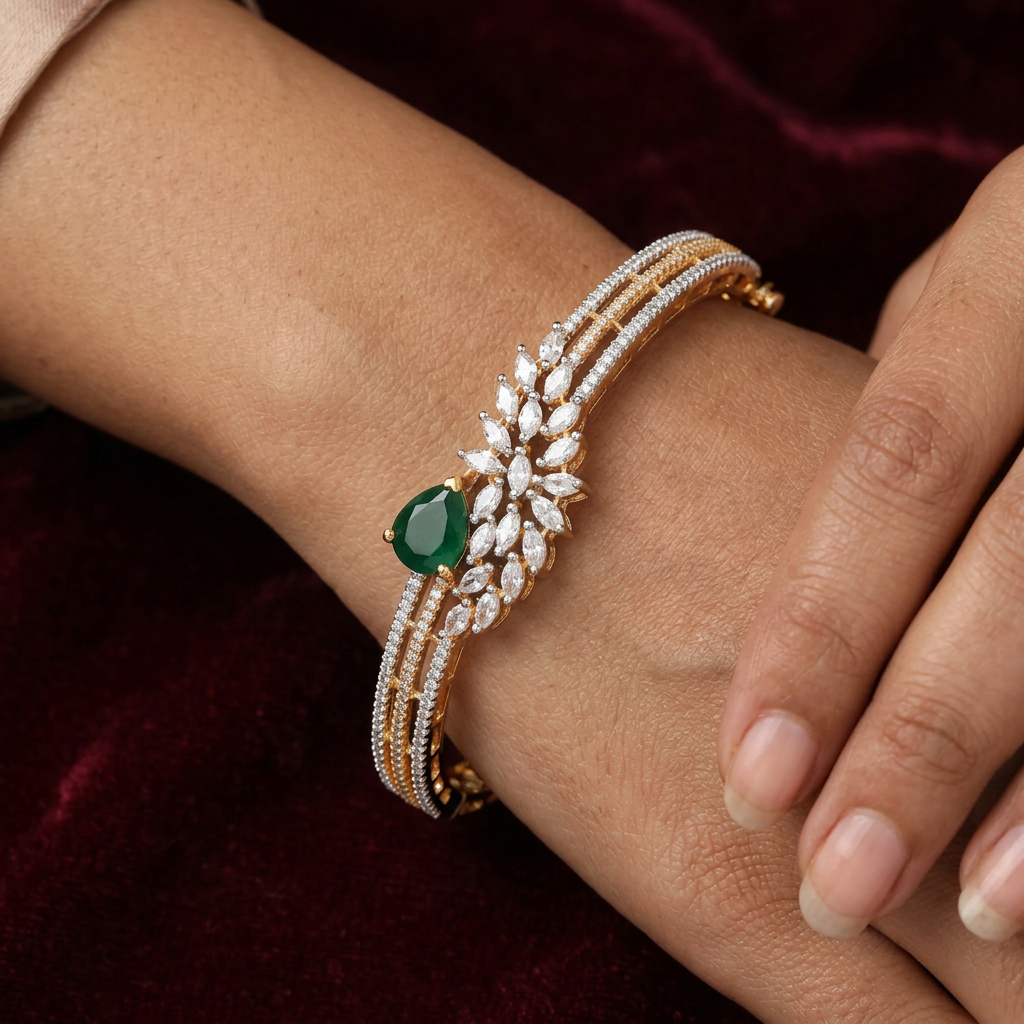 Classic Floral Kada with Layered Border Detailing