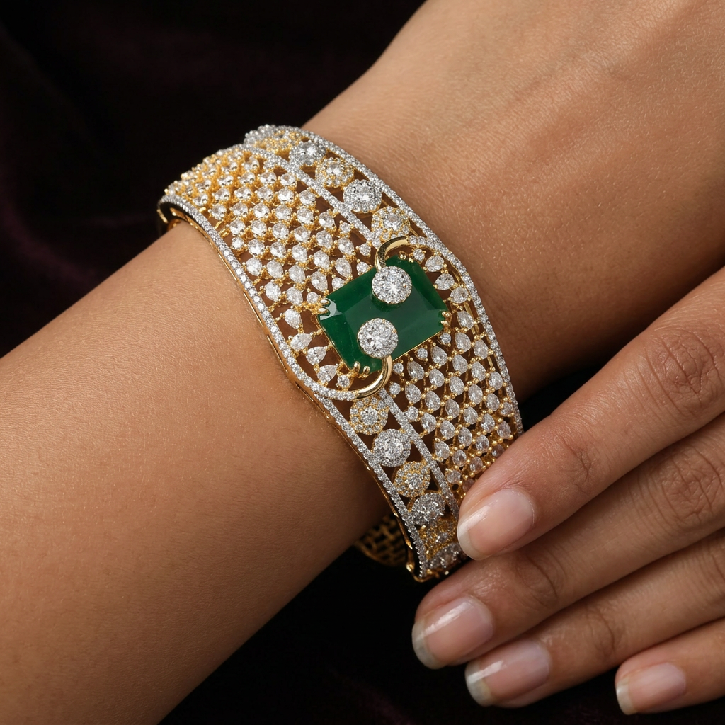 Luxury Broad Kada with Oval Centre Framework