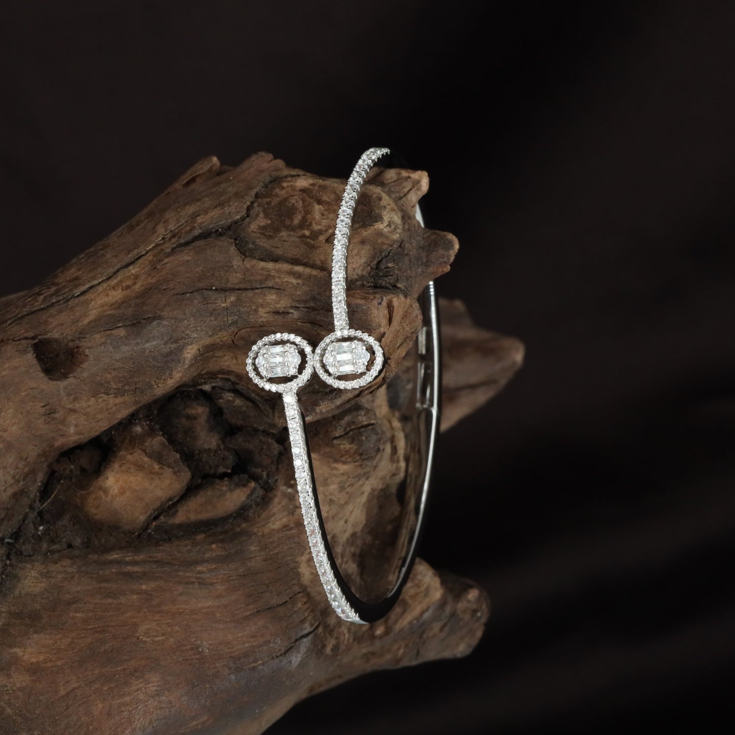 Crescent Oval Kada with Twin Medallion Detailing and Open Band Structure