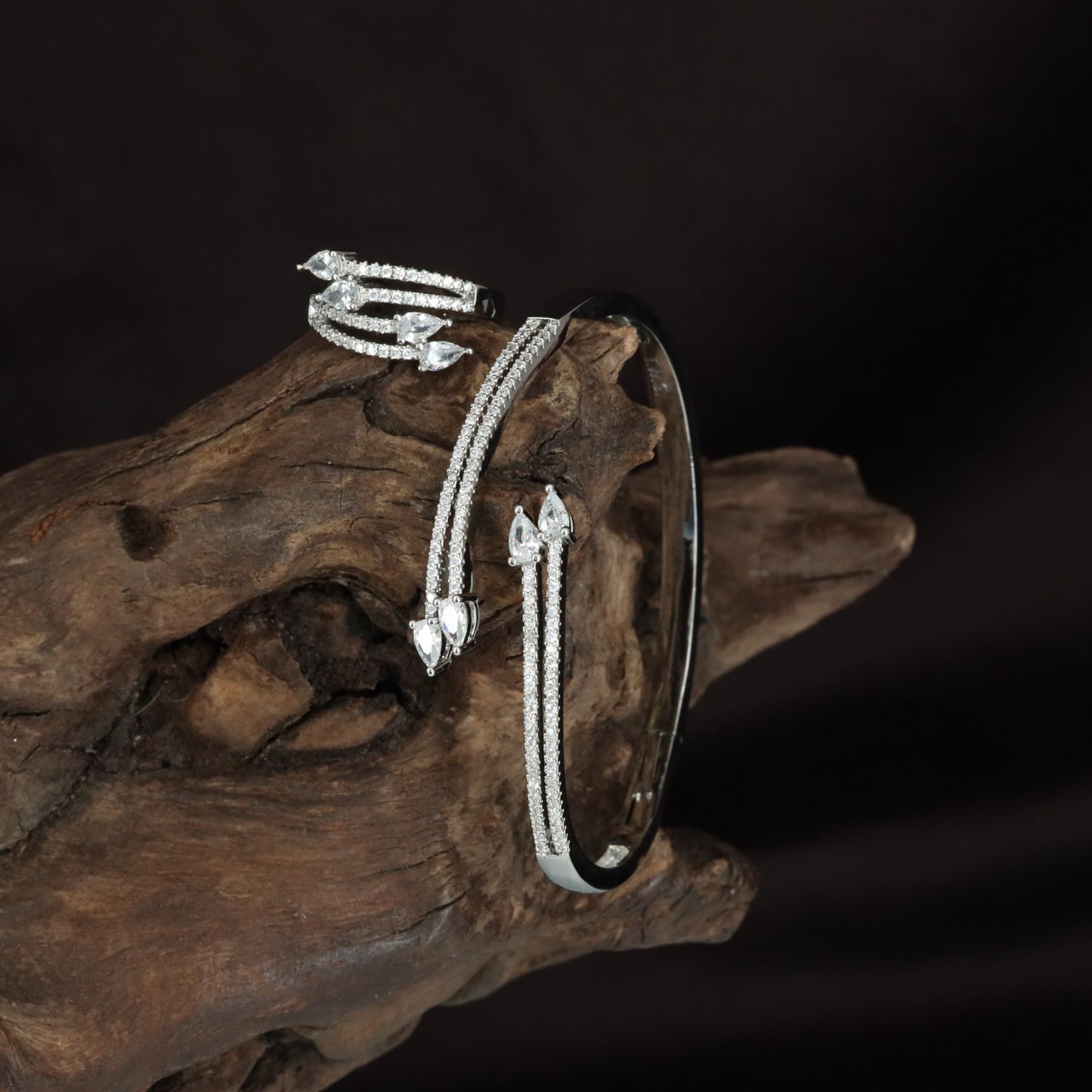 Adjustable Crystal Kada with Matching Finger Ring