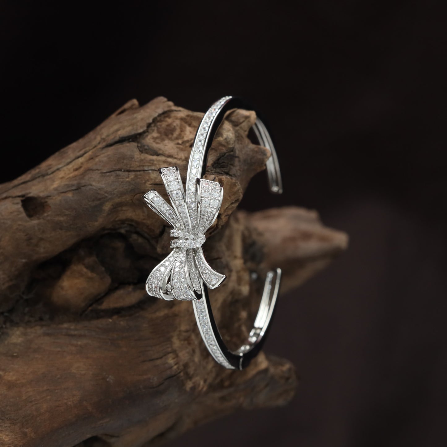 Bow Centre Open Kada with Layered Fan Drop Design