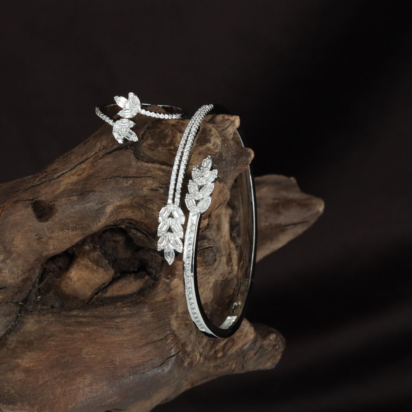 Celestia Petal Kada with Coordinated Finger Ring Design