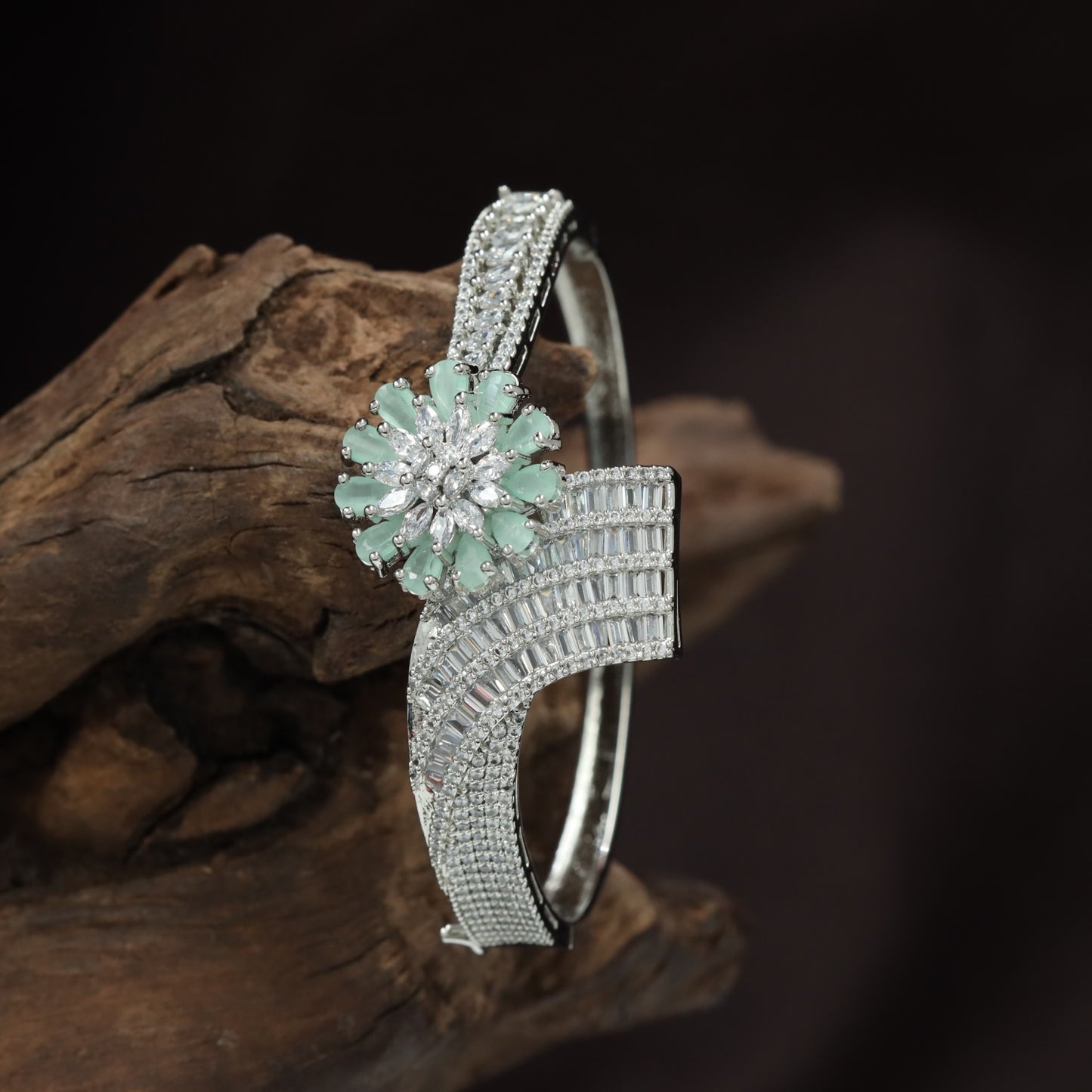 Ornate Floral Kada with Layered Band Detailing