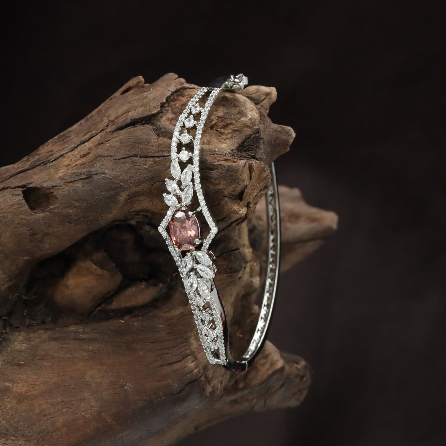 Floral Centre Kada with Openwork Marquise Border Design