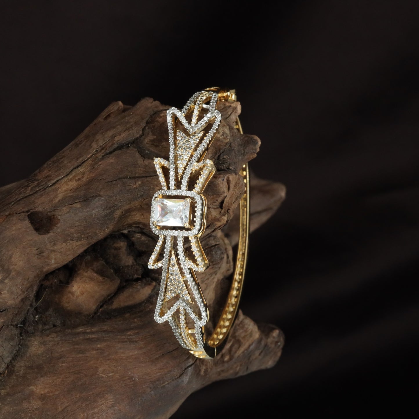 Flair Bowtie Kada with Structured Crystal Rows