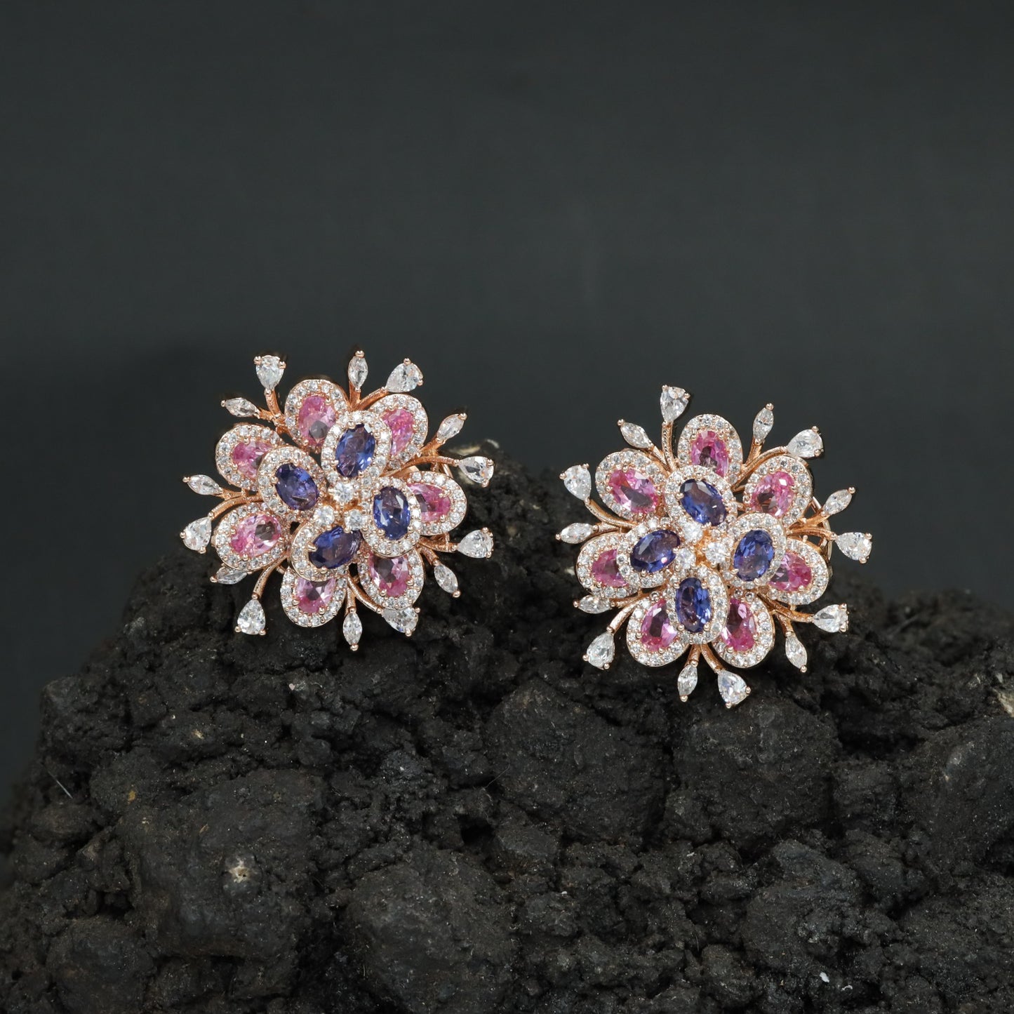 Botanical Burst Stud Earrings with Petal Inspired Styling