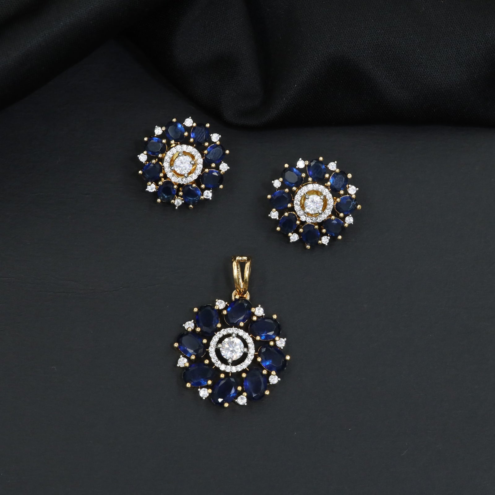 Elegant round pendant set with flower cluster and halo accents