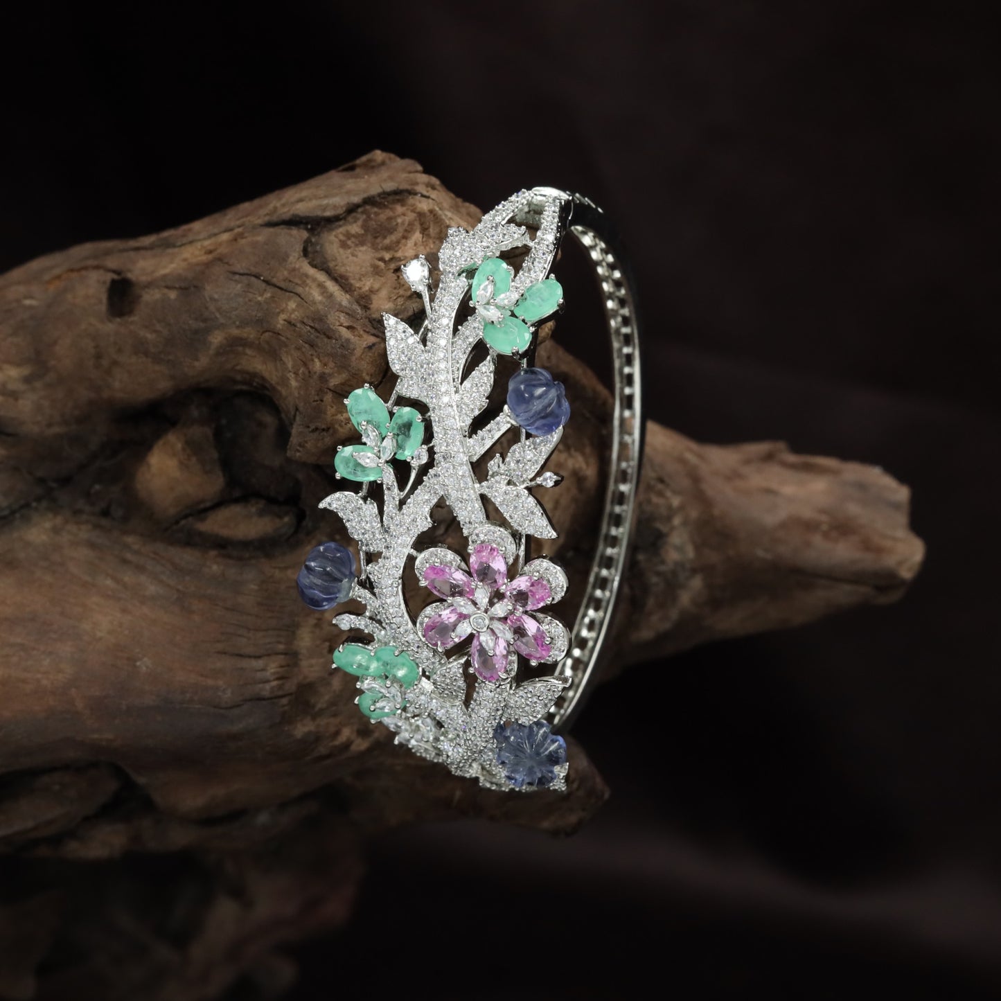 Decorative Floral Kada with Leaf and Blossom Detailing