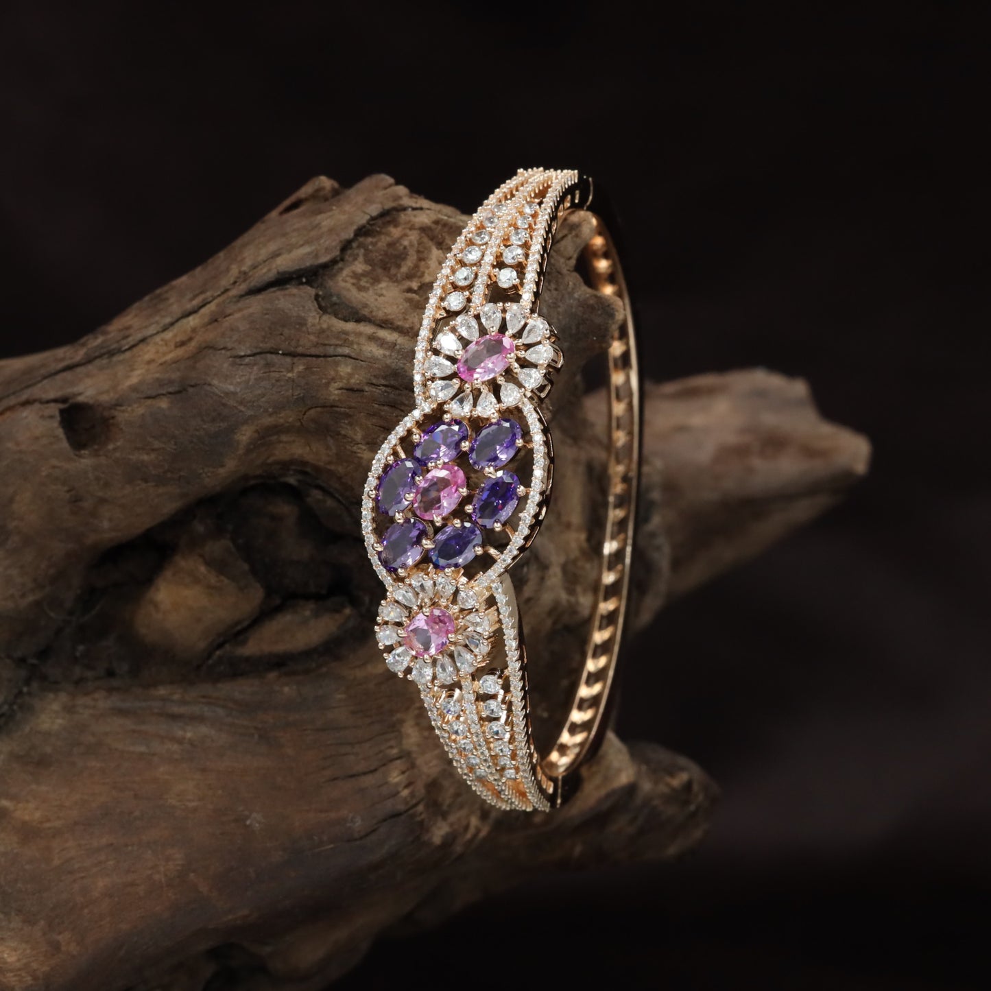 Bloom Inspired Rose Gold Kada with Decorative Border Design