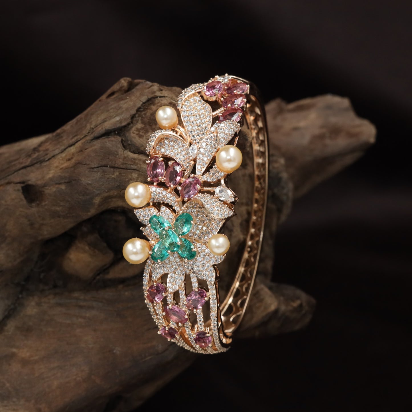 Floral Vine Kada with Pearl Accent Detailing