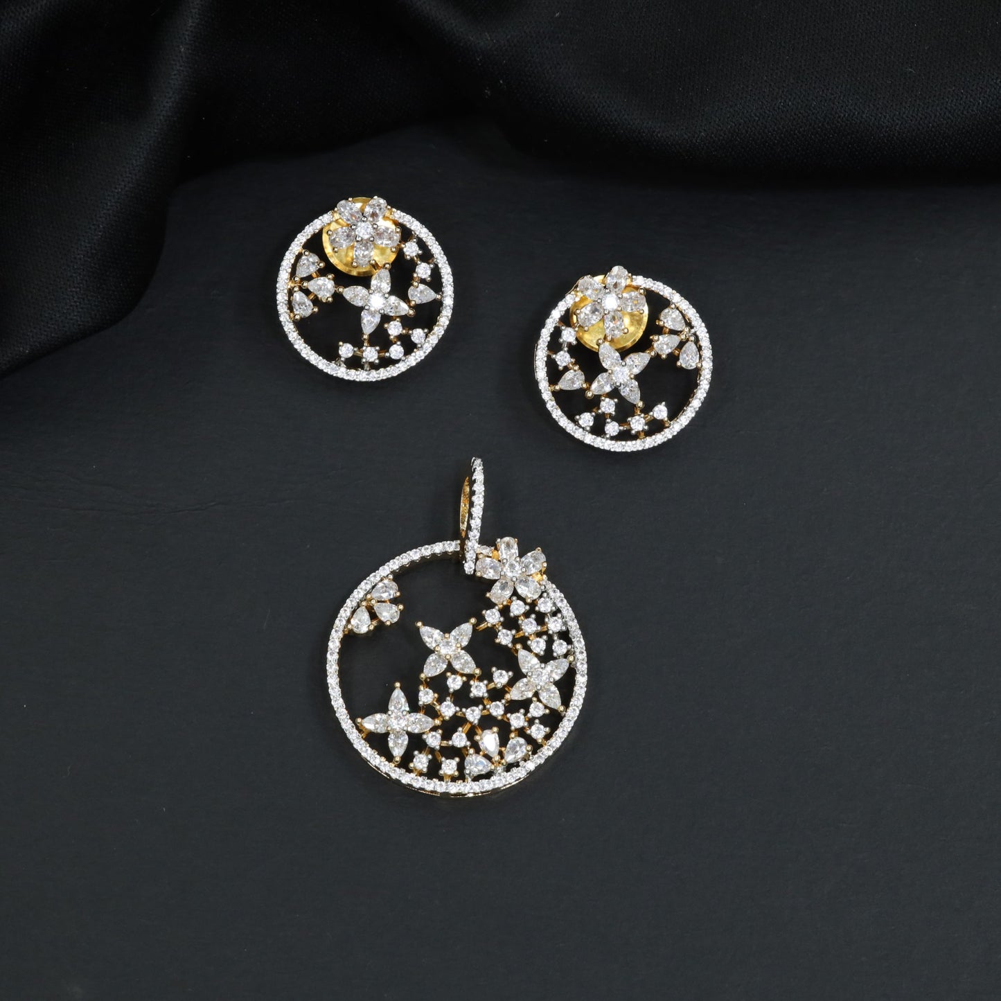 Artistic Butterfly Pendant Set with Framed Garden Pattern