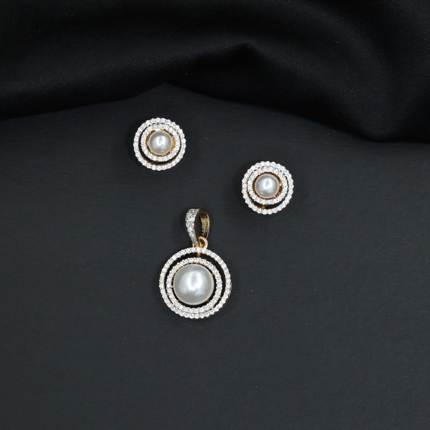 Concentric Circle Pendant Set with Matching Stud Earrings