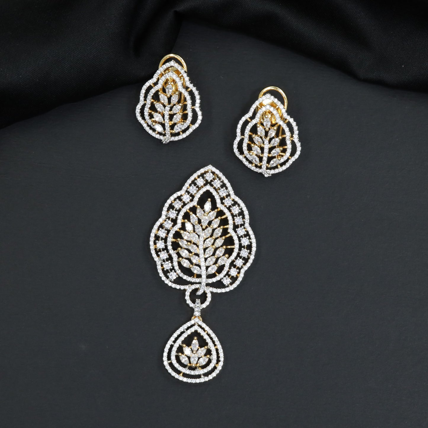 Botanical Frame Pendant Set with Matching Earrings