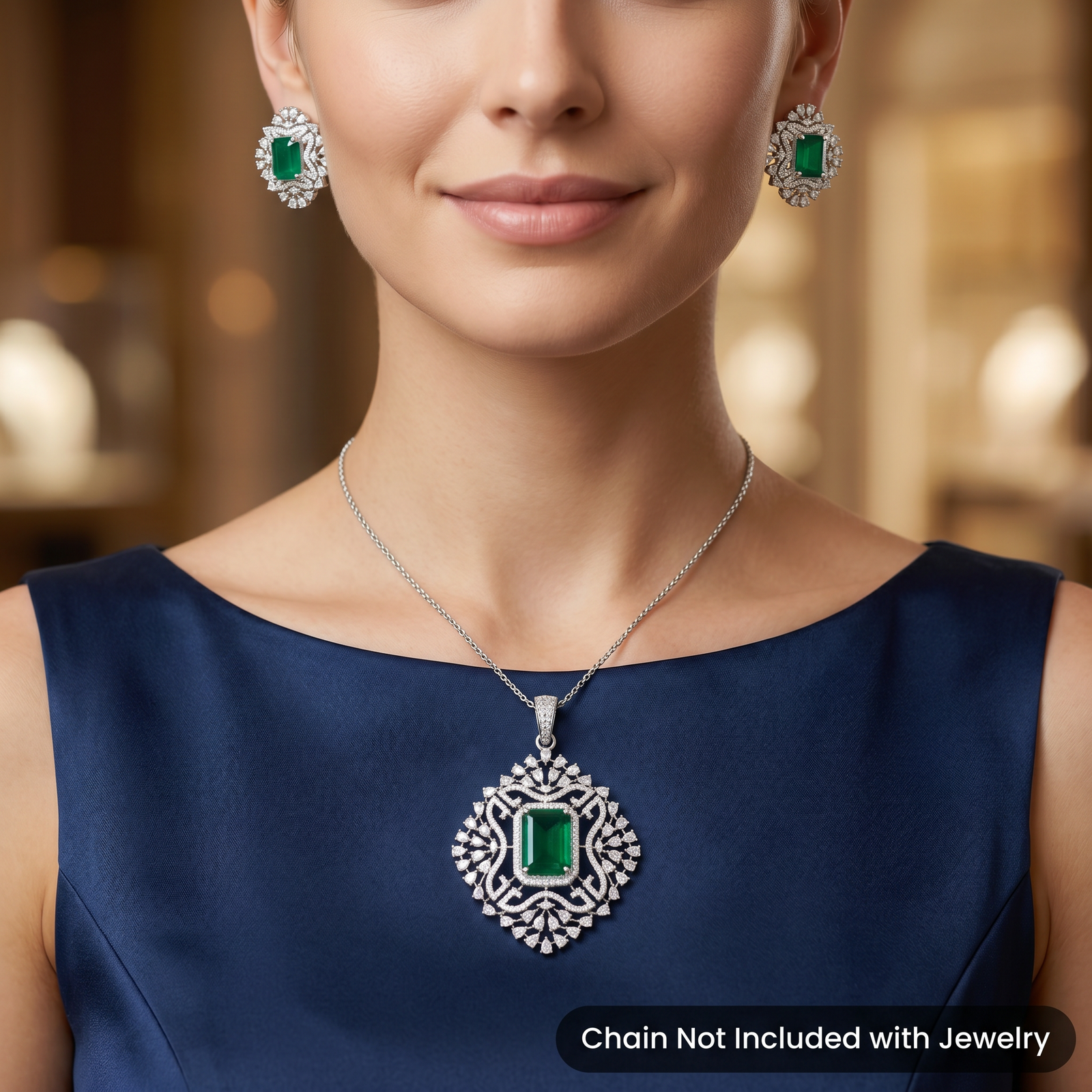 Statement Pendant Set with Rectangular Centre Detailing