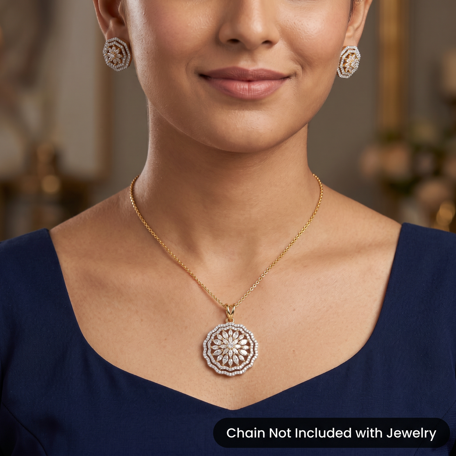 Contemporary Pendant Set with Layered Halo Pattern