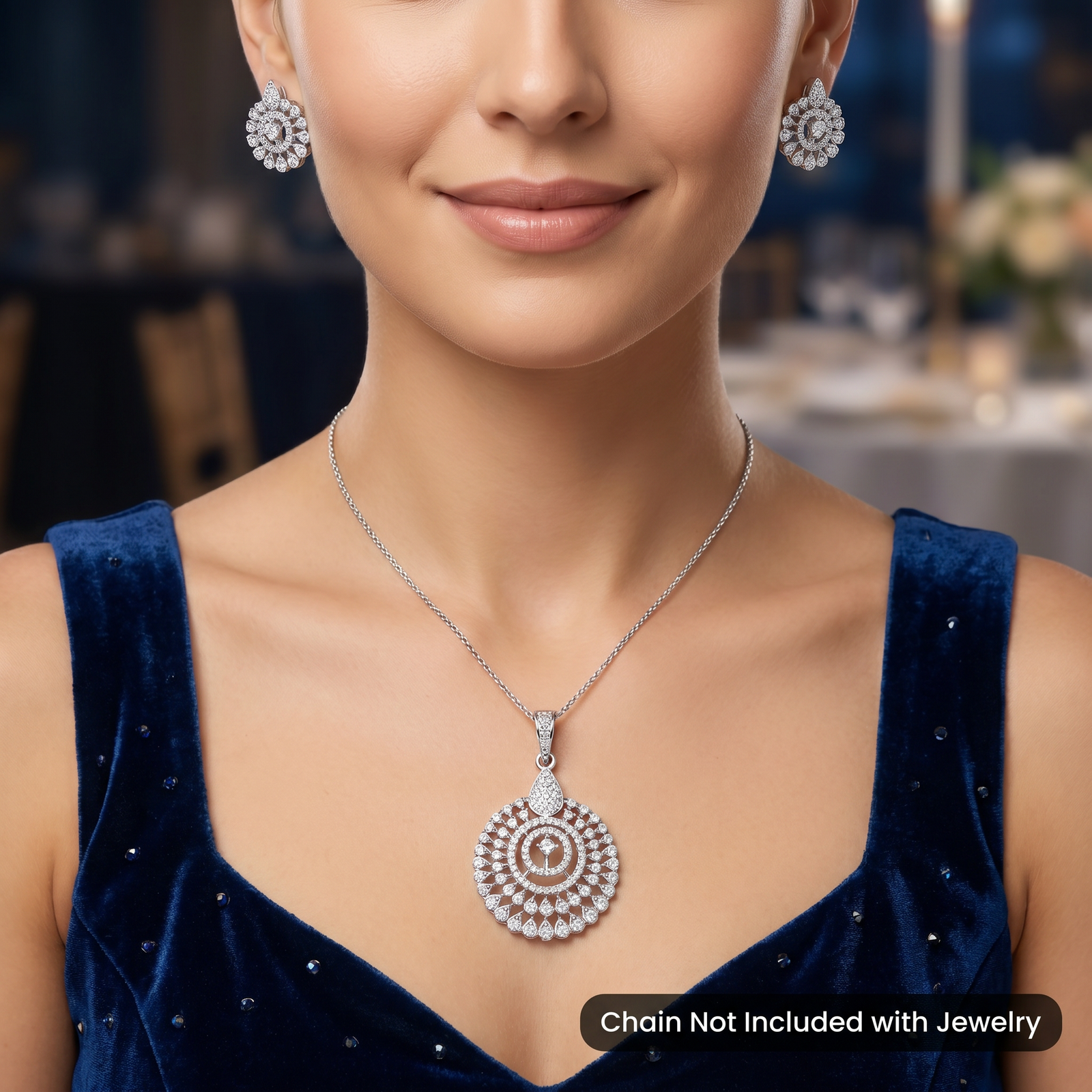 Designer Pendant Set with Openwork Round Craftsmanship