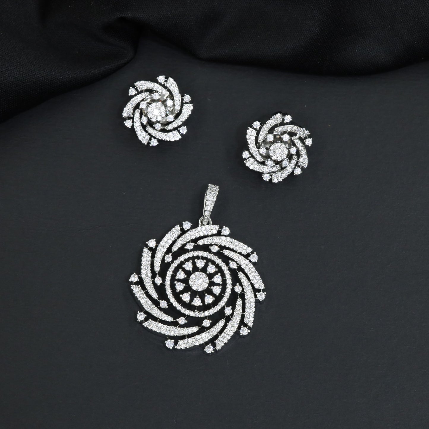 Openwork Spiral Pendant Set with Matching Earrings