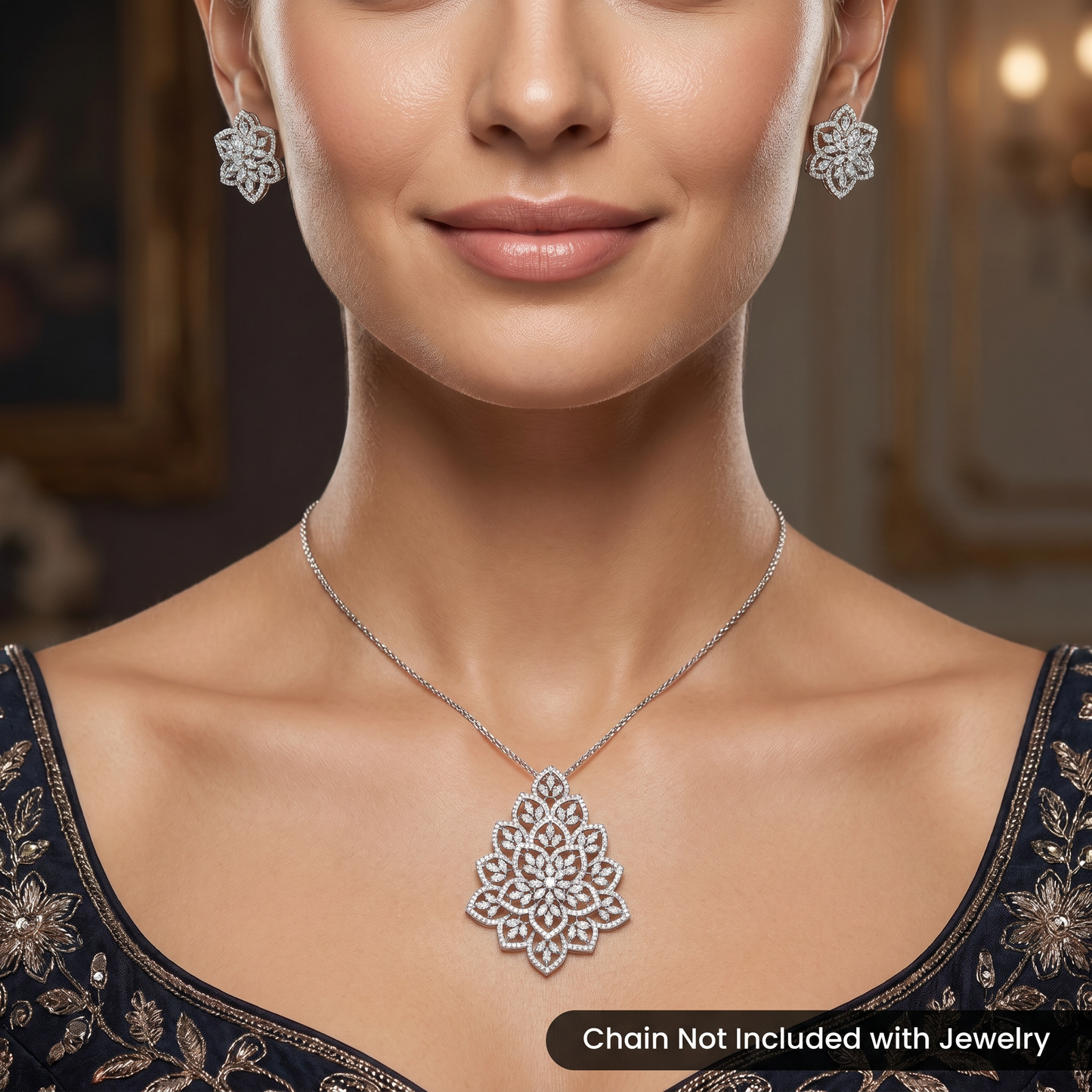 Artistic Pendant Set with Layered Floral Arrangement