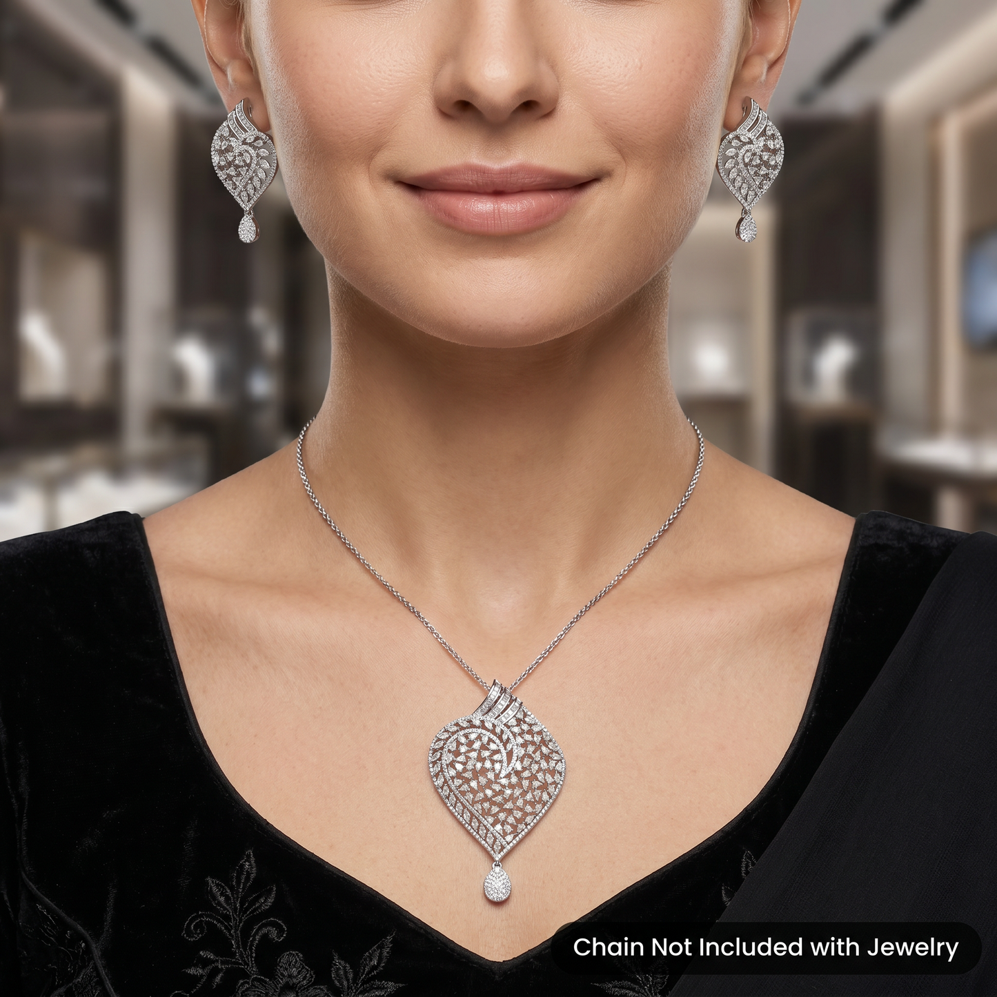 Paisley Pendant Set with Openwork Floral Detailing
