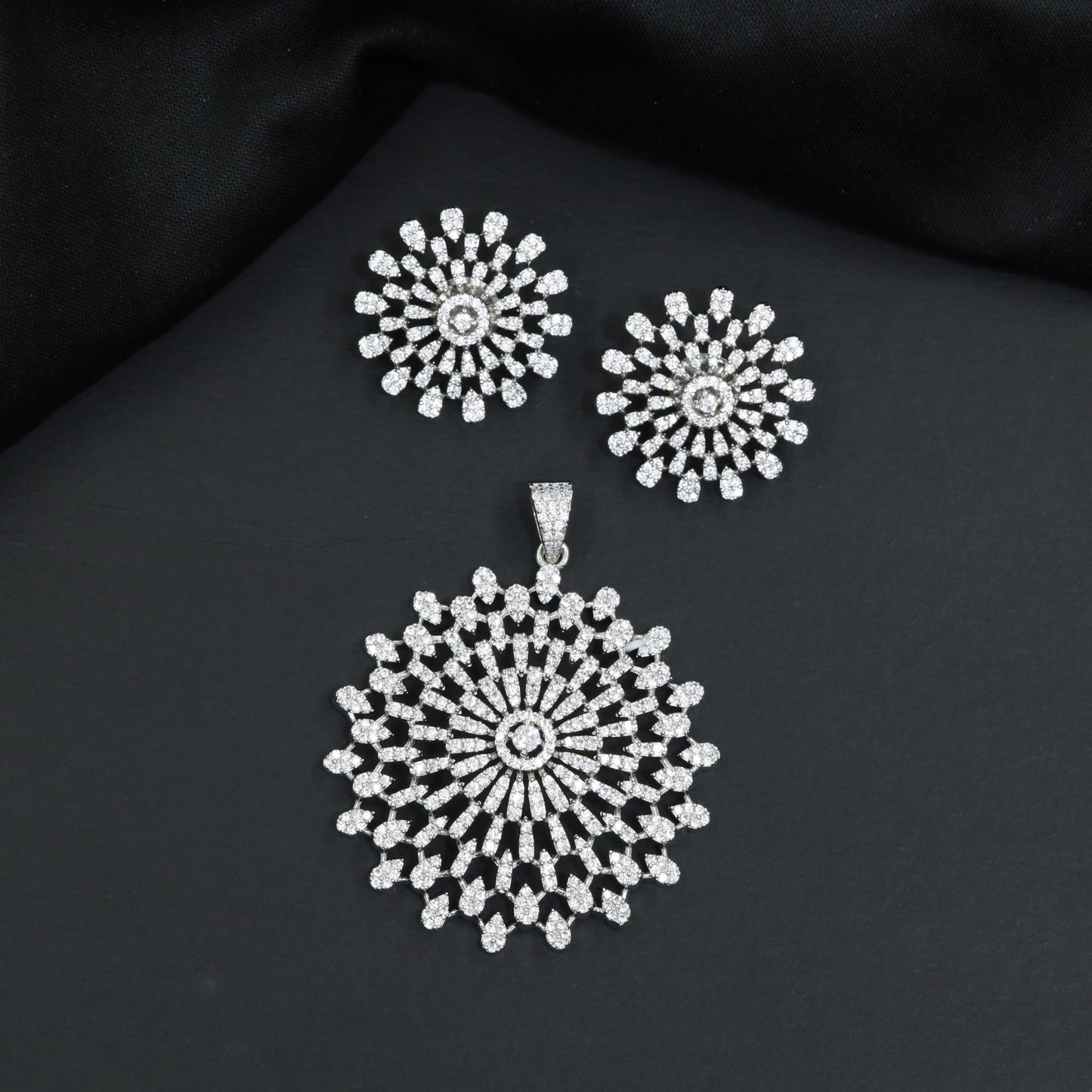 Statement Flower Pendant Set with Radiating Cluster Design