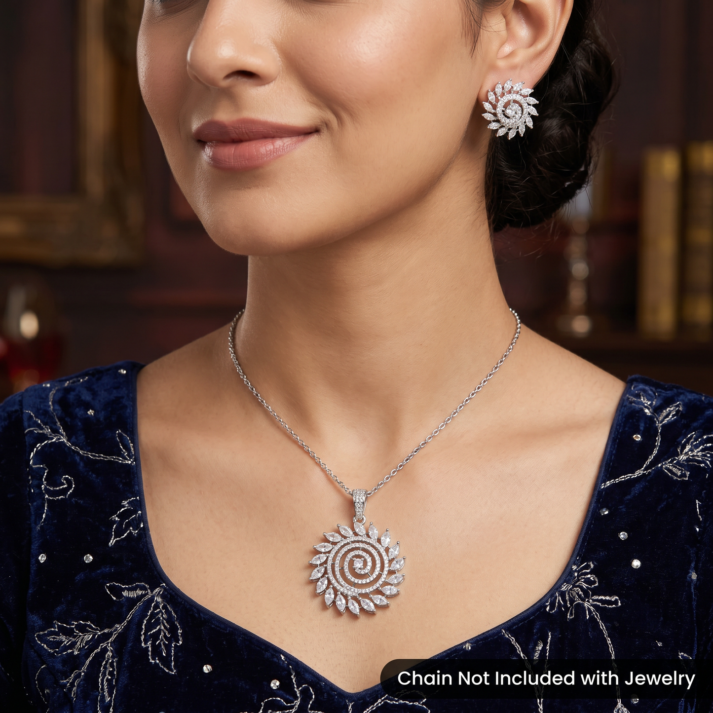 Floral Pendant Set with Circular Swirl Construction