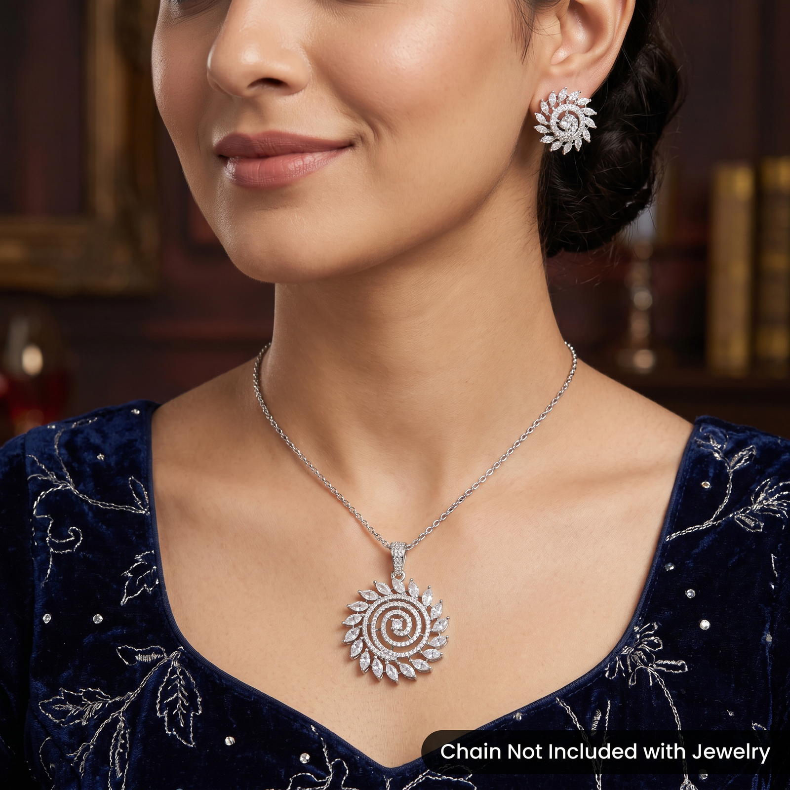 Floral Pendant Set with Circular Swirl Construction