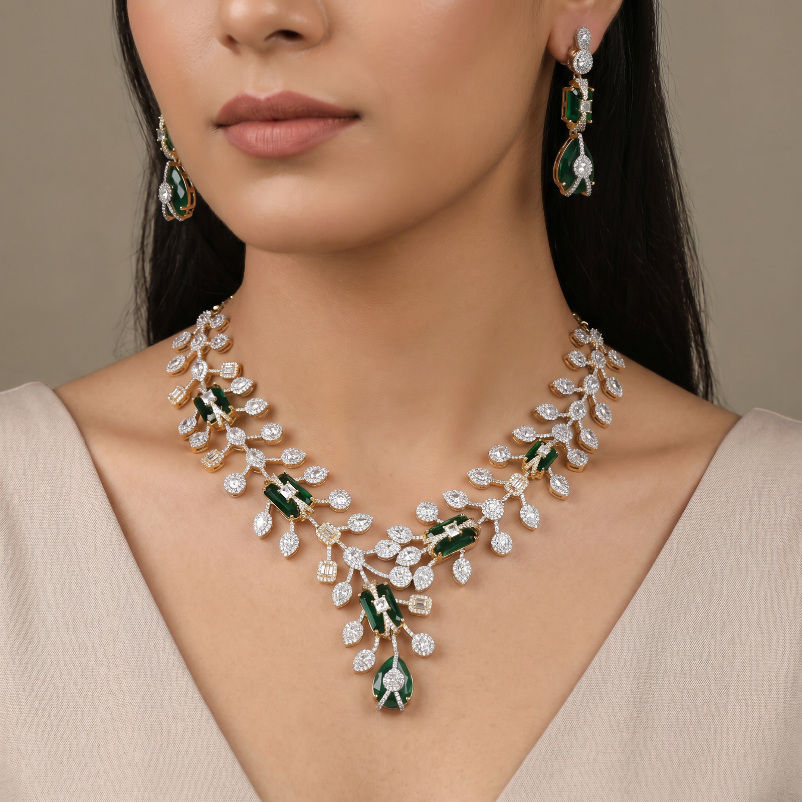 Modern Gj necklace showcasing couture craftsmanship