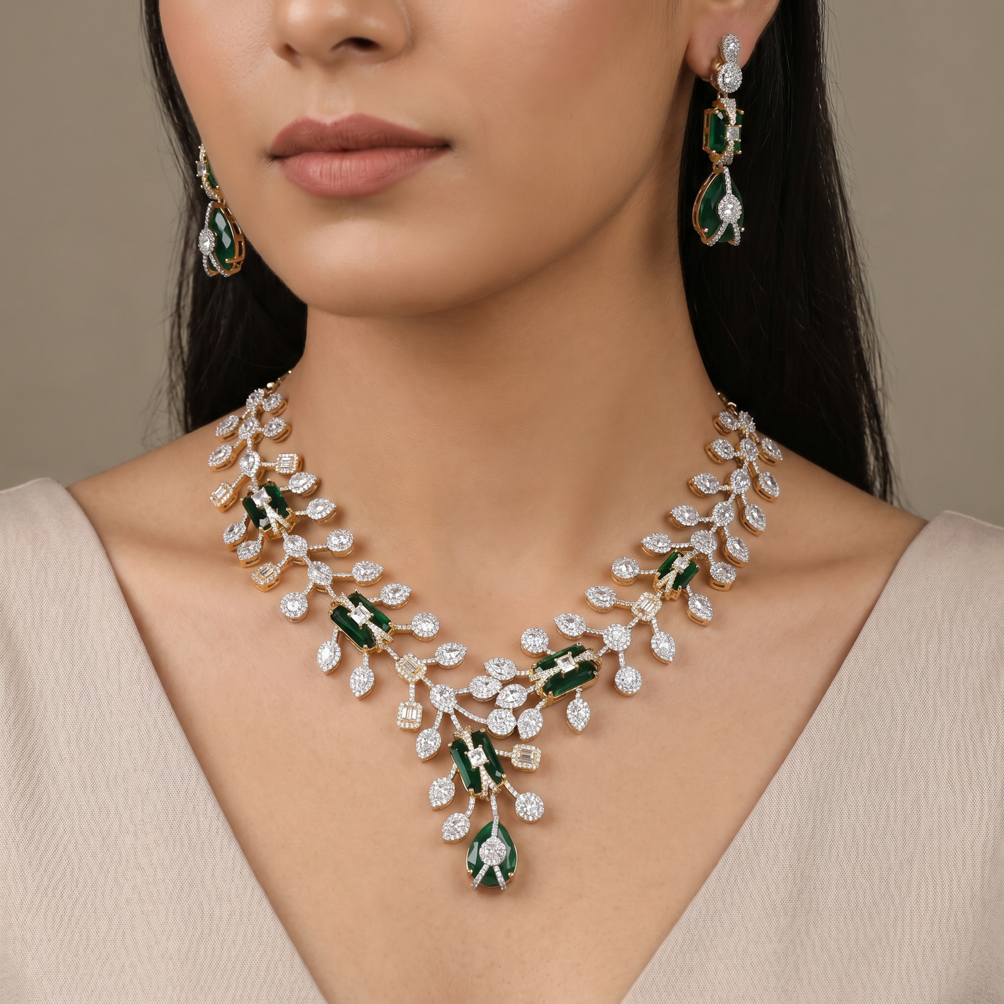 Modern Gj necklace showcasing couture craftsmanship