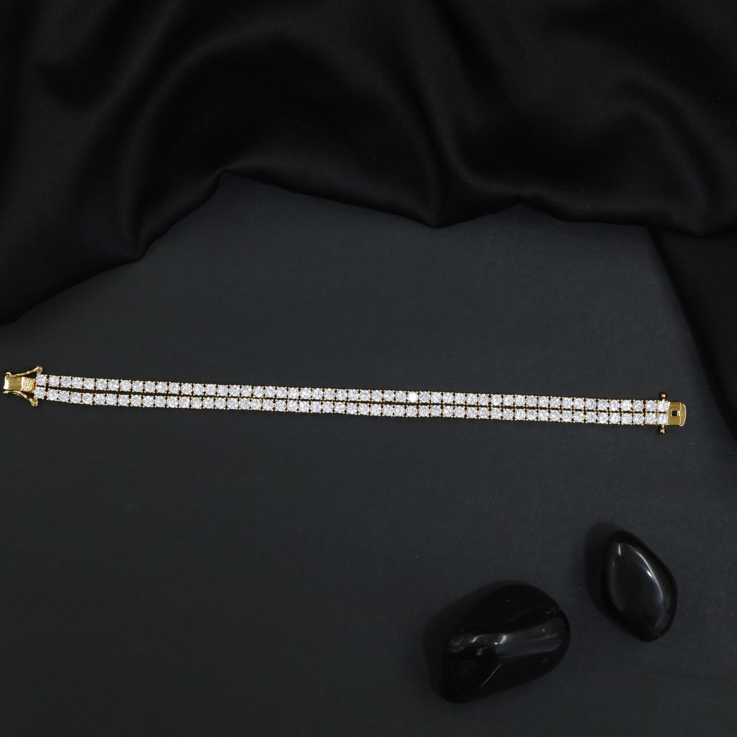 Premium Rhodium Bracelet with Continuous Crystal Sparkle