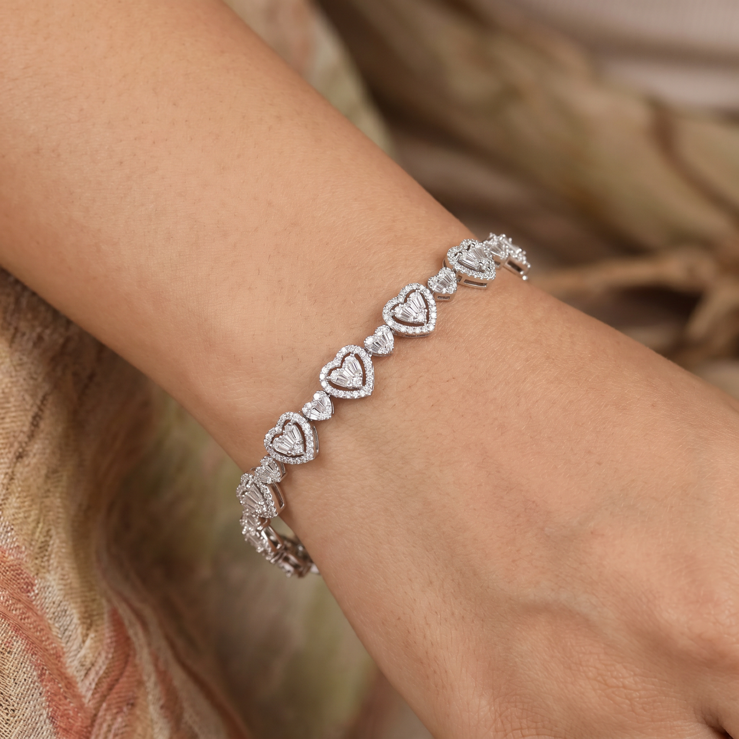 Double Heart Crystal Bracelet with Elegant Styling