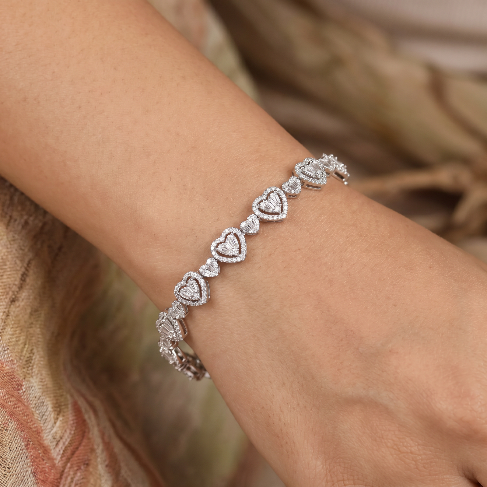 Double Heart Crystal Bracelet with Elegant Styling