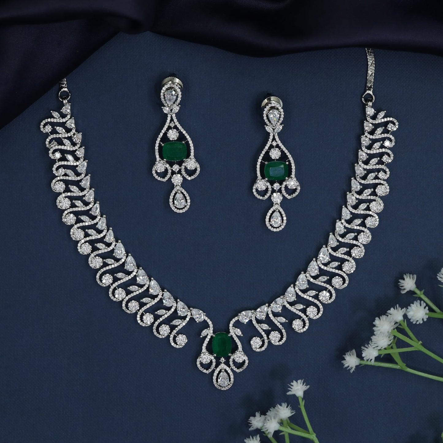Designer rhodium necklace with sculpted pendant craftsmanship