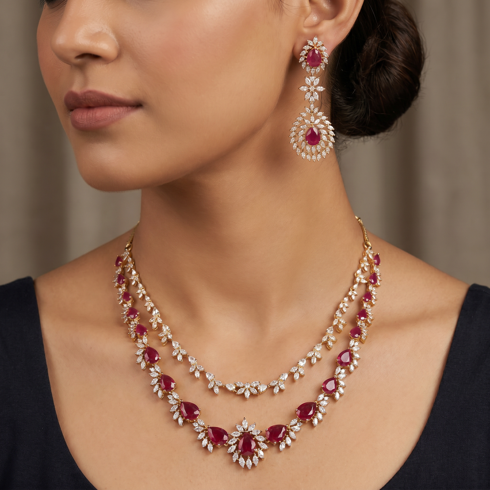 Marquise Leaf Gold Polish Necklace with Layered Collar Styling