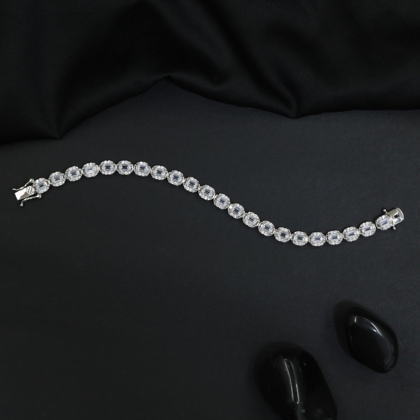 Crystal Link Bracelet with Contemporary Rhodium Styling