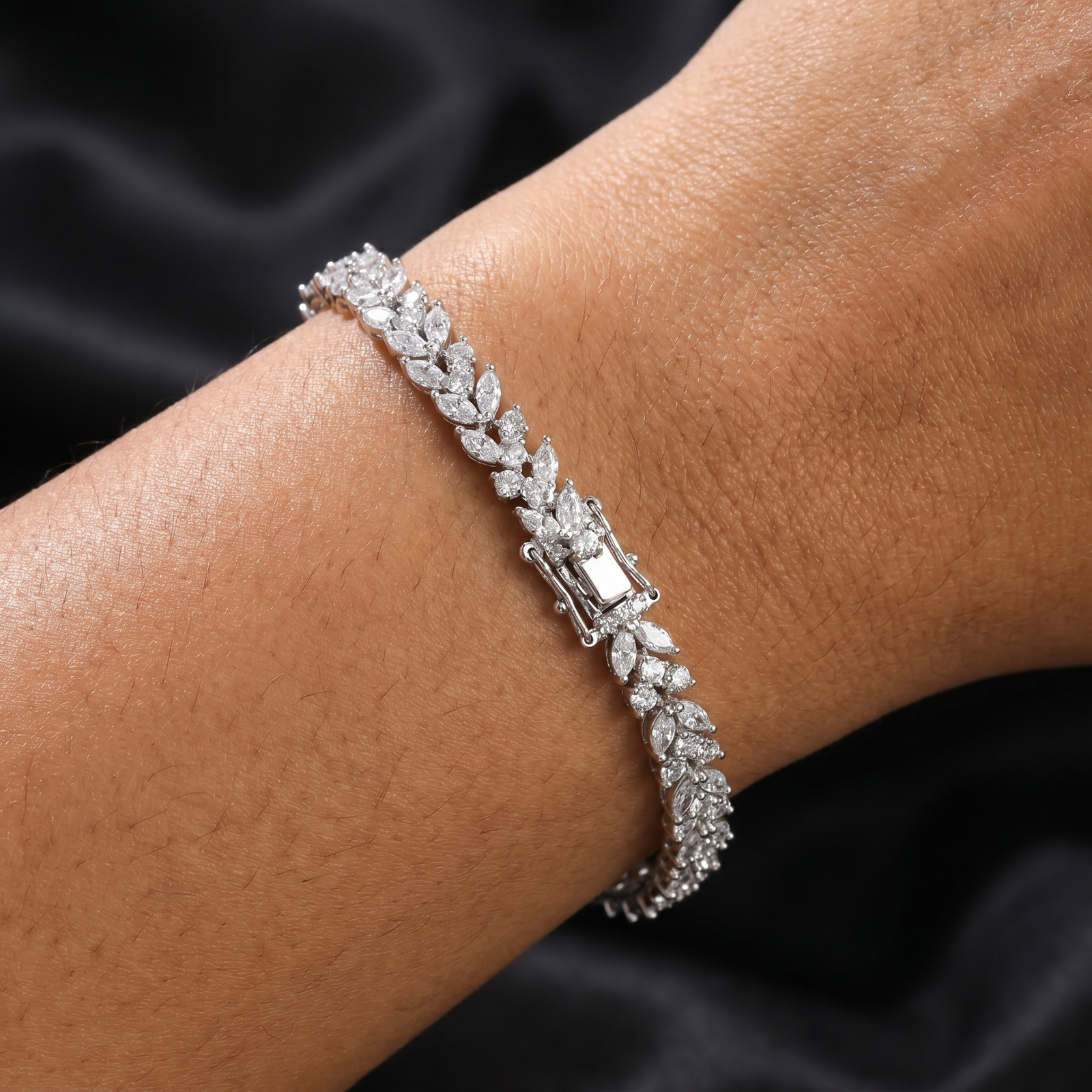 Leaf Vine Style Rhodium Bracelet