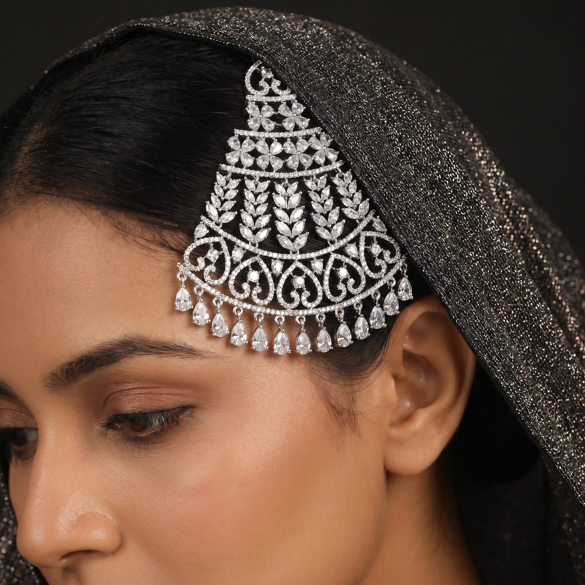 Regal Jhumar with Layered Floral Arrangement and Drops