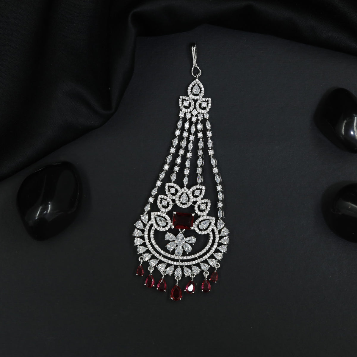 Gold Polish Jhumar with Floral Medallion and Tassels