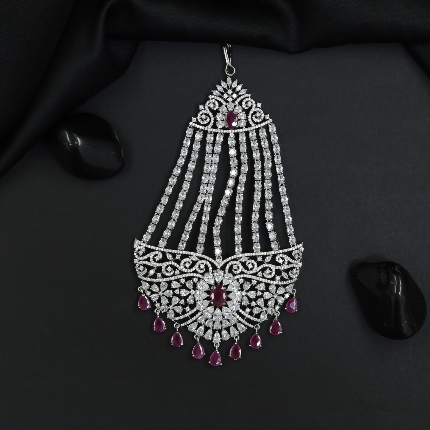 Statement Jhumar with Floral Burst Motif and Cascading Strands