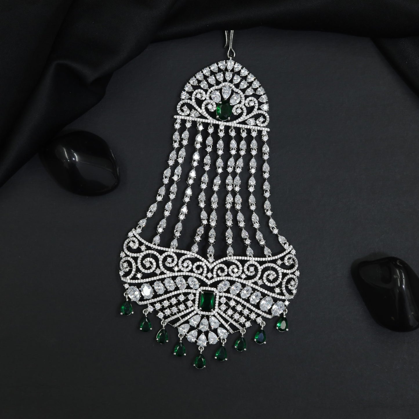Jhumar with Scrollwork Design and Cascading Tassel Strands