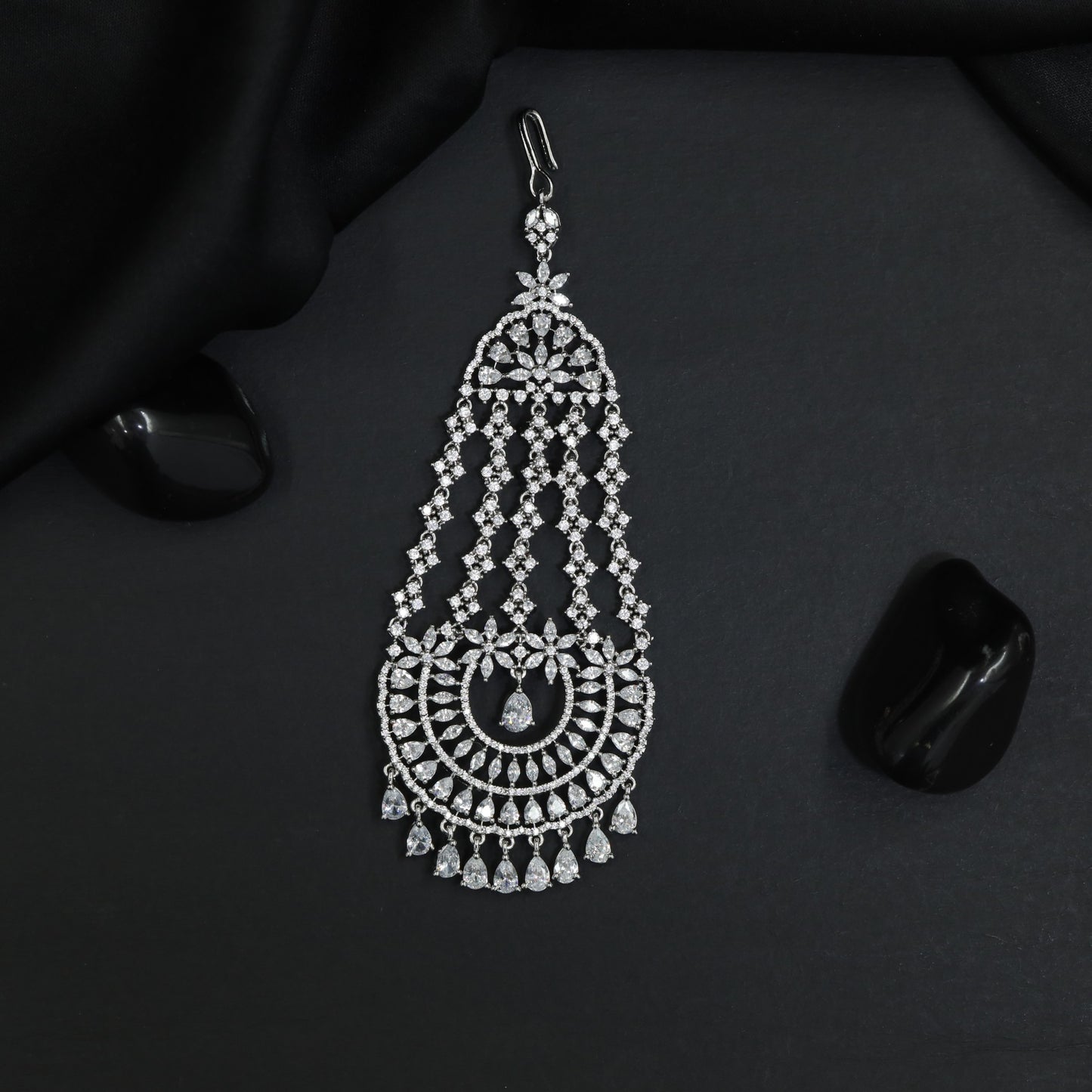 Rose Gold Jhumar Featuring Floral Cluster Detailing and Fringe